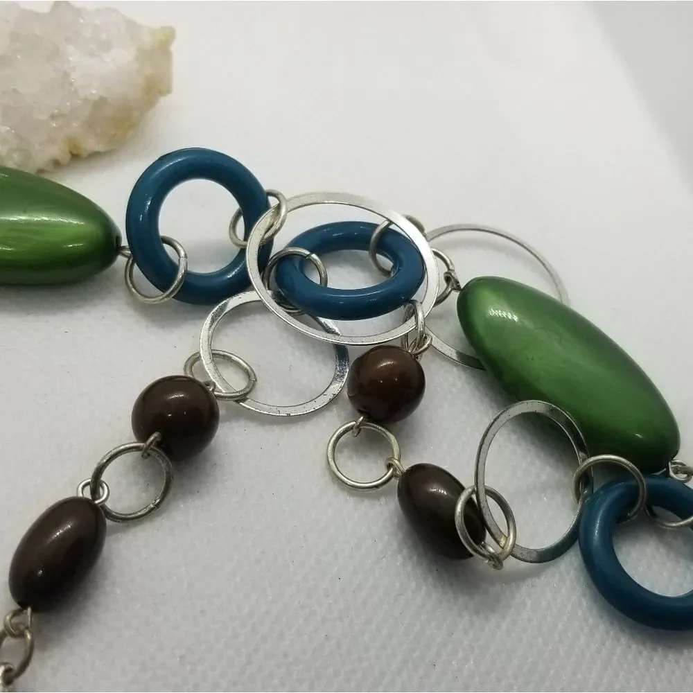 Hippie disco circle link‎ necklace